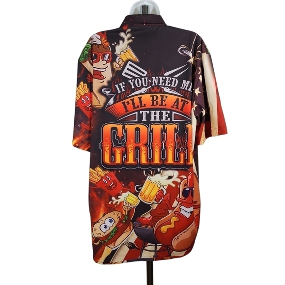 "IF YOU NEED ME I'LL BE AT THE GRILL"  SHORT SLEEVE SHIRT - Picture 3 of 7